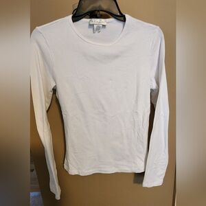 White Long Sleeve Fitted T-Shirt